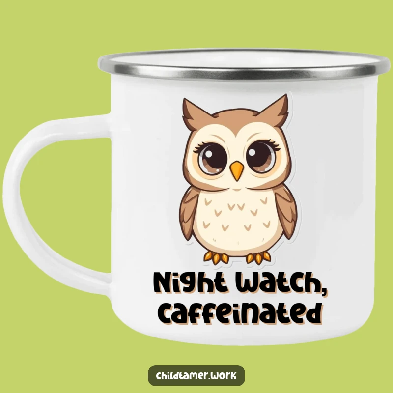 Funny Owl Camp Mug: Attentive Gaze, Outdoor Wisdom & Hilarious Hydration