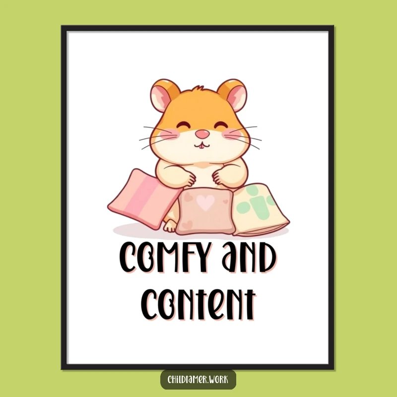 Funny Hamster Pillow Digital Art: Diligent Arranger, Instant Hilarious Decor