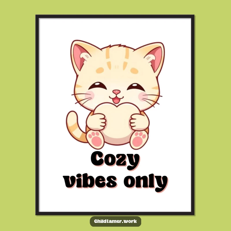 Funny Kitten Comfort Digital Art: Adorable Kitty Hugging Toy Print, Instant Sweet Decor