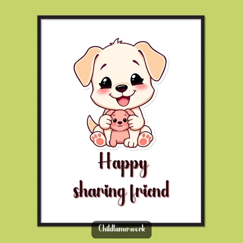 Funny Puppy Digital Art: Instant Joy with Sharing Character