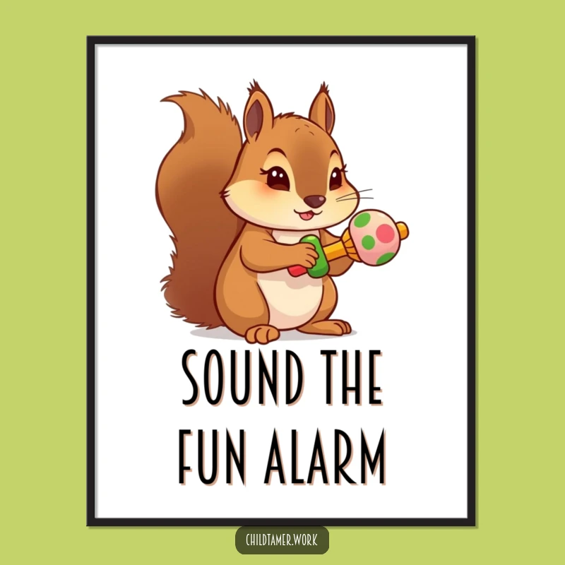 Funny Squirrel Rattle Digital Art - Instant Download Determined Rodent
