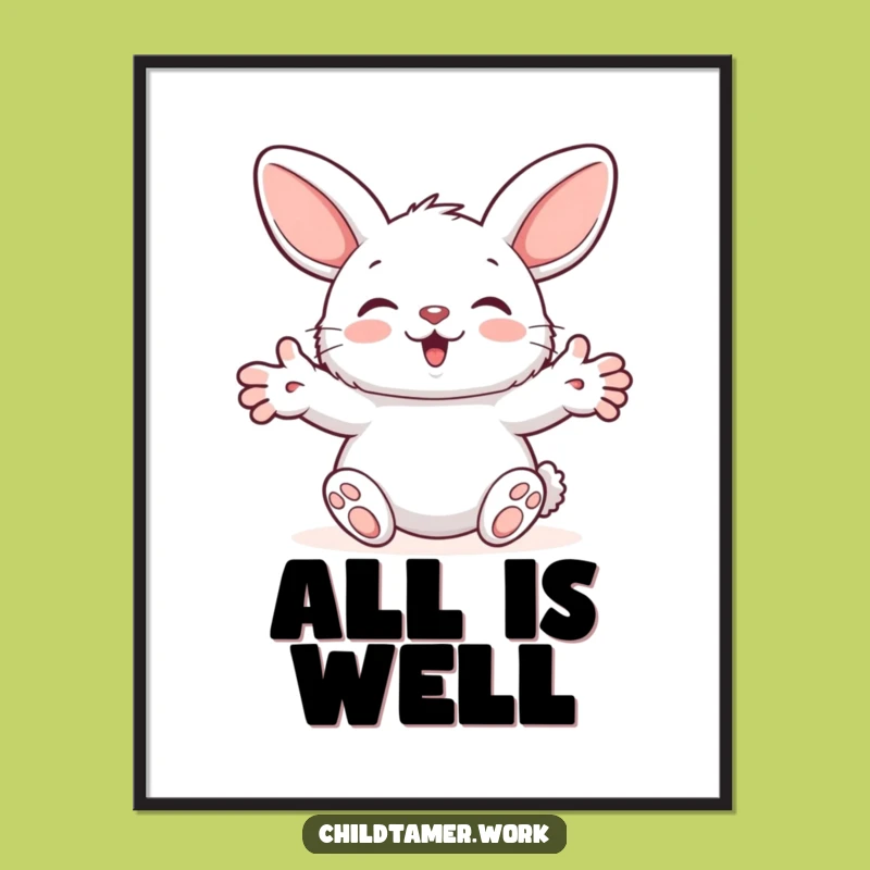 Funny Bunny Reassurance Poster: Fluffy Friend's Hug Art, Charming & Hilarious Decor