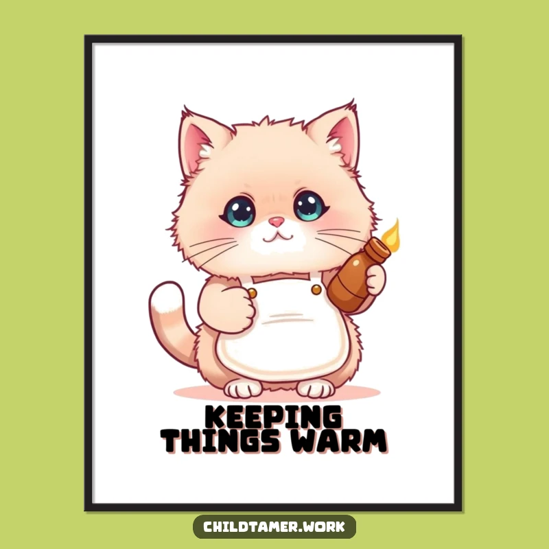 Funny Cat Apron Poster Print - Adorable Kitten Art for Cozy Homes