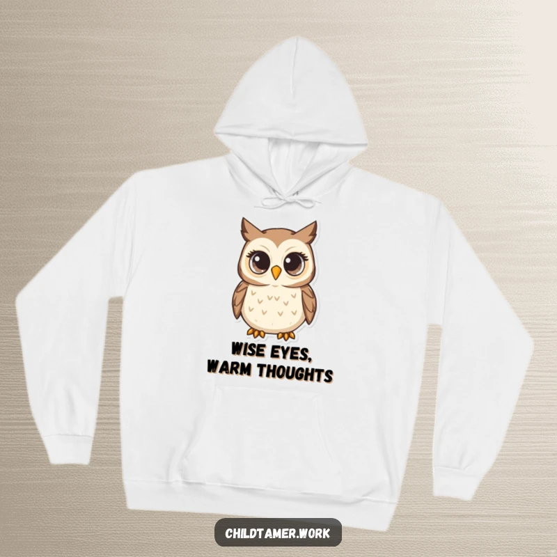 Funny Hoodie showcasing a nurturing owl character with wide, all-seeing eyes, humorously embodying attentiveness and wise observation.