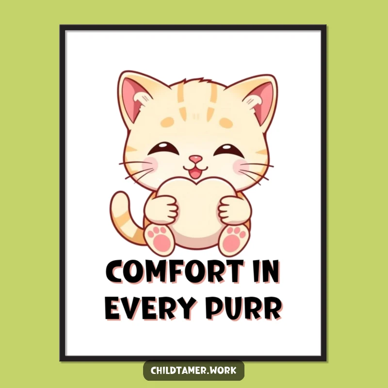 Free Printable Wall Art: Smiling Kitten Comfort, Funny Downloadable Decor for Cozy Vibes