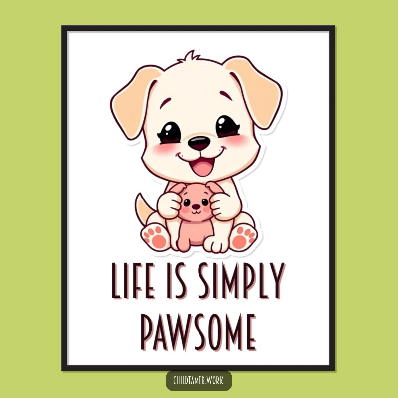 Free Printable Puppy Sharing Art: Funny Dog Downloadable Decor