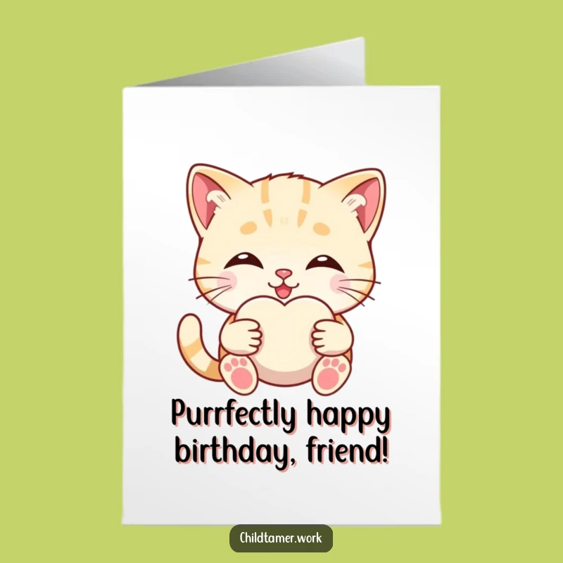 Free Printable Birthday Card: Smiling Kitten Comfort, Funny Downloadable Gift for Sweet Wishes