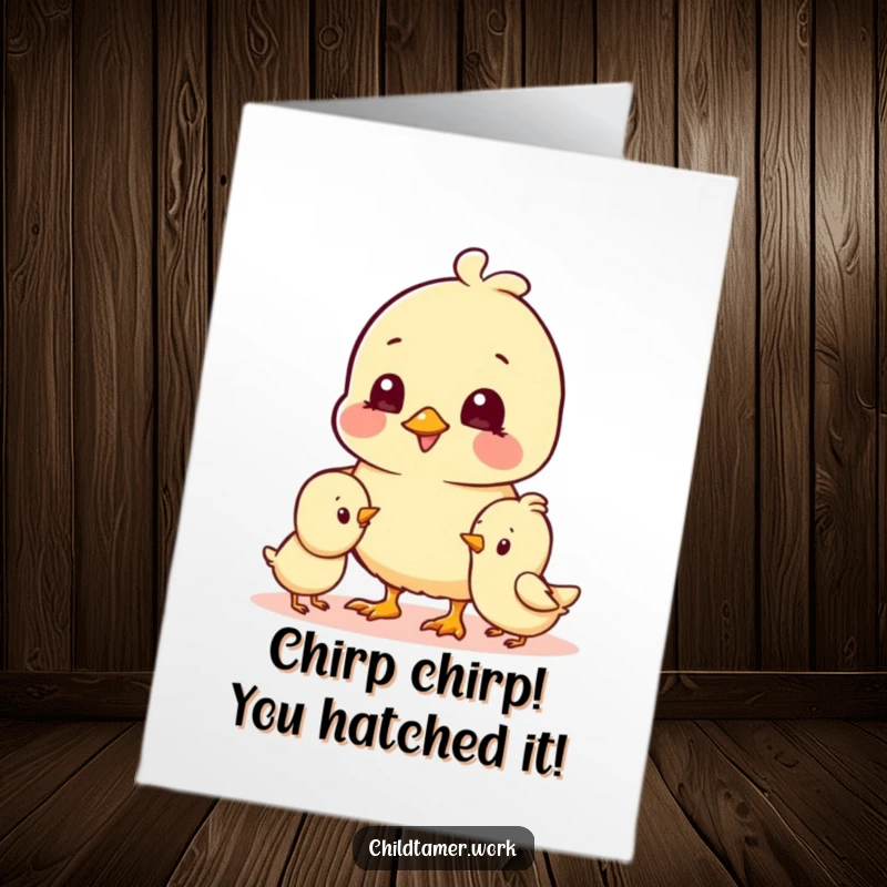 Funny Free Printable Congratulations Card: Cheerful chicks playing side-by-side, celebrating a joyous occasion with playful energy, perfect for download.