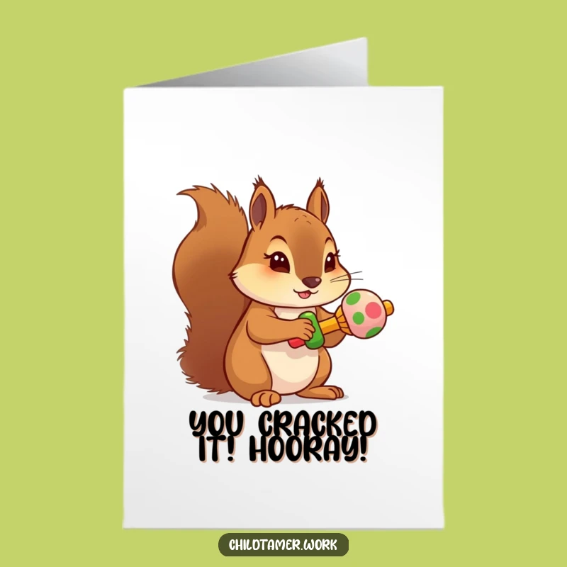 Free Printable Congrats Card: Squirrel's Victorious Rattle, Downloadable Cheer