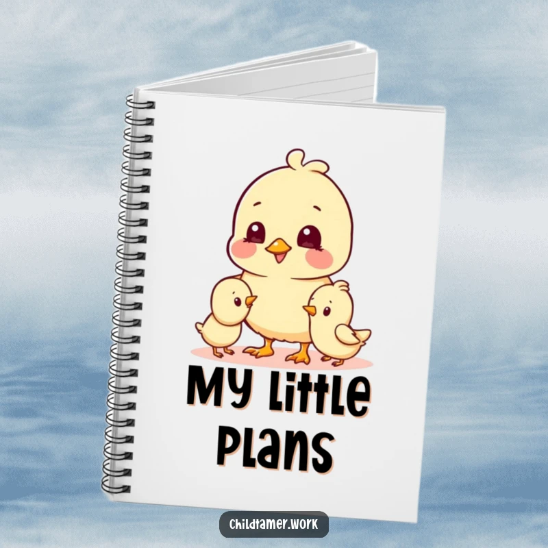 Funny Notebook featuring cheerful chick characters playing together, humorously inspiring joyful thoughts and creative note-taking.