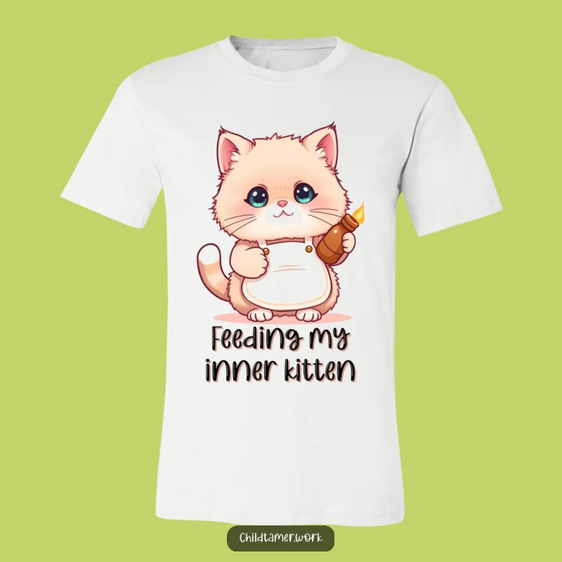 Funny Cat Apron T-Shirt - Cute Kitten Barista Tee for Cat Lovers