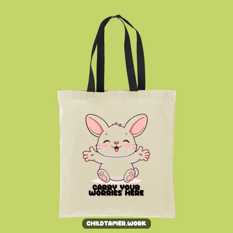 Funny Bunny Comfort Tote Bag: Fluffy Friend's Hug, Spacious & Hilarious Carry-All