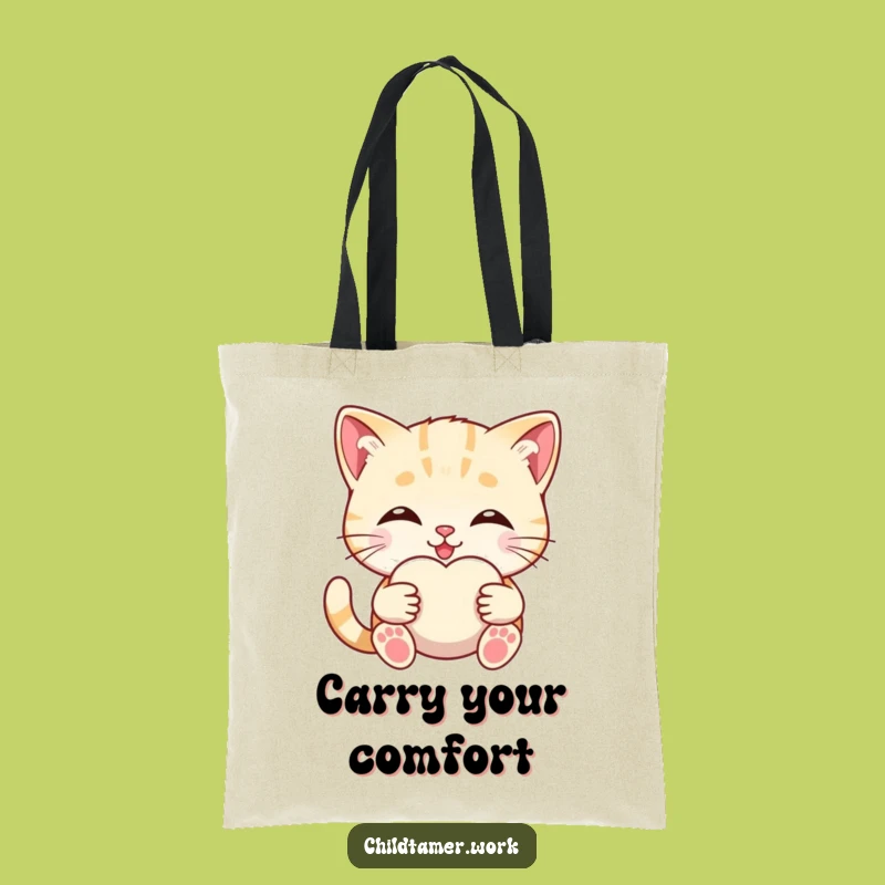 Funny Kitten Comfort Tote Bag: Cute Cat Hugging Toy, Adorable Carry-All Gift